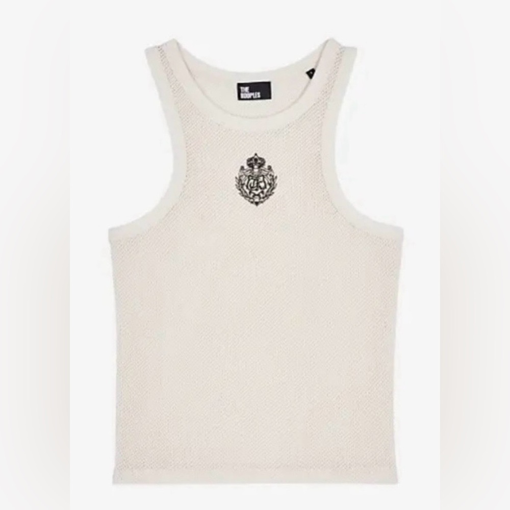 The Kooples Ivory Tank with Embroidered Emblem